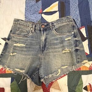 Blank NYC Blue Distressed Jean Shorts